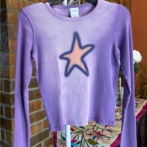 Urban Outfitters Lilac Ribbed Long Sleeve Top with Peach Star